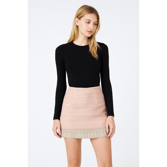 English Rose Women’s Blush Pink Tweed Skirt Studded Hem size Small - Picture 1 of 8